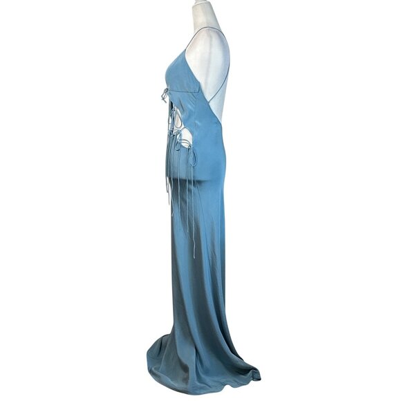 Christopher Esber Slope Tie Silk Dress in Mare 2 New Womens Long Maxi Gown - Picture 6 of 16